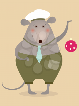 Mouse sailor with boll - illustration for greeting card