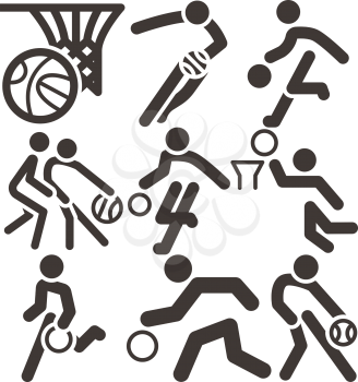 Summer sports icons set - basketball icons set