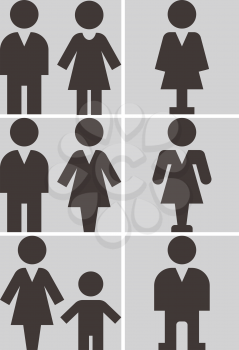 People icons set - man, women, child