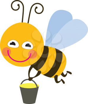 Bee with honey - color illustration icon