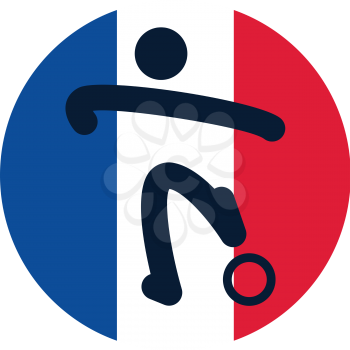 Football icon on French flag background