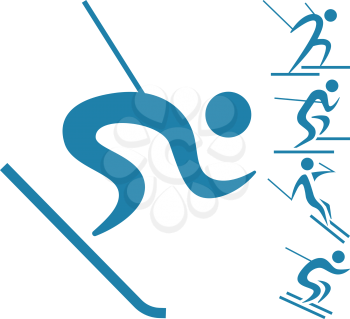 Winter sport icon - Downhill skiing icons