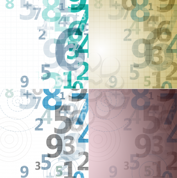 Mathematical digital code background, abstract vector illustration of numbers