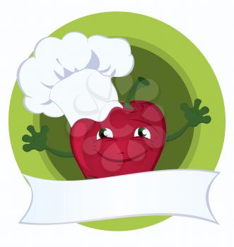 Royalty Free Clipart Image of a Cartoon Apple Chef