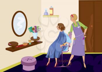 Royalty Free Clipart Image of a Woman at a Beauty Salon