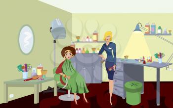 Royalty Free Clipart Image of Women at a Beauty Salon