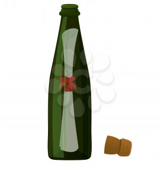 Royalty Free Clipart Image of a Message in a Bottle