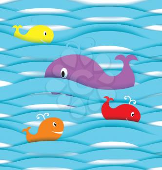Royalty Free Clipart Image of Paper Whales