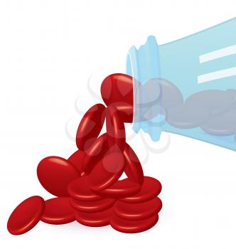 Royalty Free Clipart Image of a Bottle of Red Pills