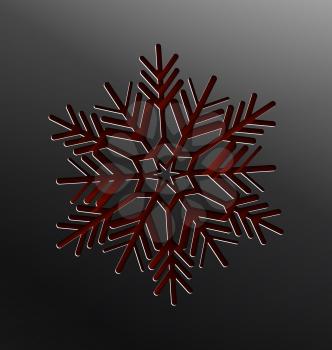 Vector illustration of red snowflake cut out of paper with realistic shadow.