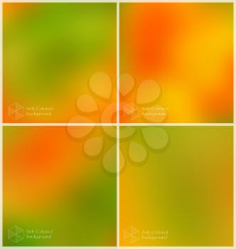 Soft colored abstract backgrounds. Set of four..  Green and orange blurred backdrop for web and mobile.  Mesh is used to create smooth colors.

