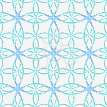 Abstract 3d seamless background. Geometrical pattern with lace ornament and blue with cut out of paper effect.


