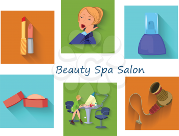 Flat design. Beauty salon spa.Beauty spa salon squares.