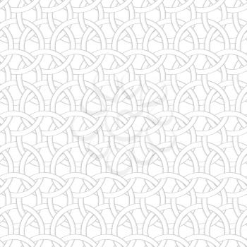 Seamless geometric background. Modern monochrome 3D texture. Pattern with realistic shadow and cut out of paper effect.3D interlocking circles.