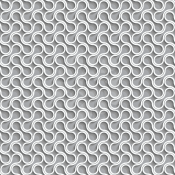 Seamless geometric background. Modern monochrome 3D texture. Pattern with realistic shadow and cut out of paper effect.3D white shapes on gray background.