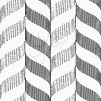 Seamless geometric background. Modern monochrome ribbon like ornament. Pattern with textured ribbons.Ribbons dark and light forming vertical chevron pattern.