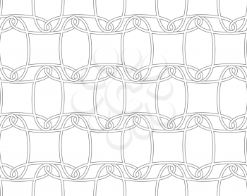 Seamless stylish geometric background. Modern abstract pattern. Flat monochrome design.Slim gray horizontal interlocking ornament.