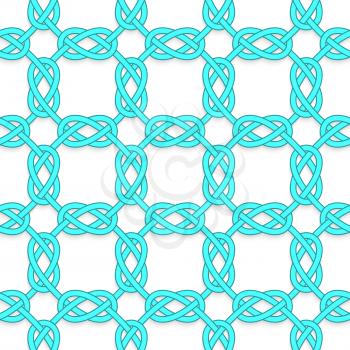 Seamless geometric background. Modern 3D texture. Pattern with realistic shadow and cut out of paper effect.White tangled knots on white.