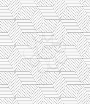 Abstract geometric background. Seamless flat monochrome pattern. Simple design.Slim gray hatched cubes.