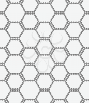 Stylish 3d pattern. Background with paper like perforated effect. Geometric design.Perforated paper with hexagons forming bee grid.