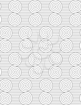 Monochrome abstract geometrical pattern. Modern gray seamless background. Flat simple design.Gray reflected Archimedean spirals on continues lines.
