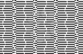 Geometric background with black and white stripes. Seamless monochrome  pattern with zebra effect.Alternating black and white cut hexagons.