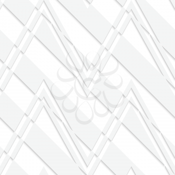 White 3D striped zigzag.Seamless geometric background. Modern monochrome 3D texture. Pattern with realistic shadow and cut out of paper effect.