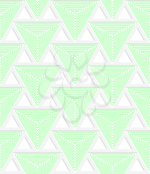 Colored 3D green triangles with grid.Seamless geometric background. Modern 3D texture. Pattern with realistic shadow and cut out of paper effect.