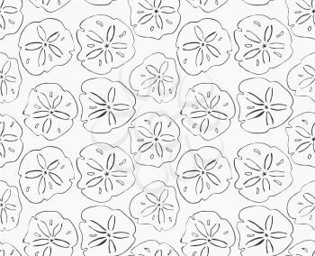 Sand dollar black.Hand drawn with ink seamless background.Modern hipster style design.