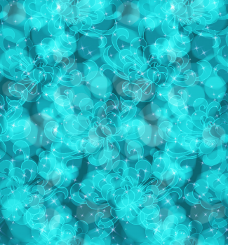 Aster flower blue with light bokeh.Seamless pattern.  