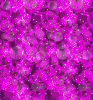 Aster flower purple with light bokeh.Seamless pattern.  