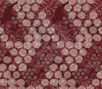 Aster flower red with overlaying dots.Seamless pattern. Floral fabric collection.