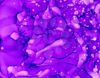 Abstract painted purple uneven textured.Colorful background hand drawn with bright inks and watercolor paints. Color splashes and splatters create uneven artistic modern design.