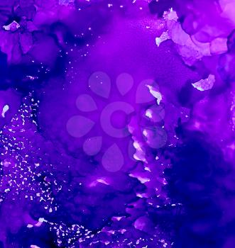 Deep blue textured purple paint.Colorful background hand drawn with bright inks and watercolor paints. Color splashes and splatters create uneven artistic modern design.