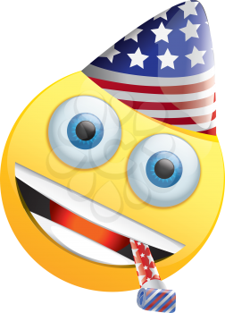 Royalty Free Clipart Image of a Celebrating American Happy Face
