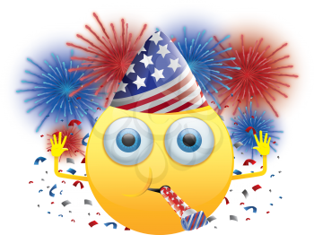 4th, american, celebration, celebrations, confetti, emoticon, emoticons, emotion, emotions, event, events, expression, expressions, expressive, eyes, face, faces, flag, flags, fourth, happy, hat, hats