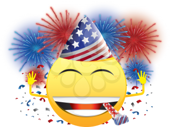 Royalty Free Clipart Image of a Celebrating Happy Face