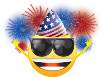 Royalty Free Clipart Image of a Celebrating American Happy Face in Sunglasses