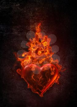 Royalty Free Clipart Image of a Fiery Heart