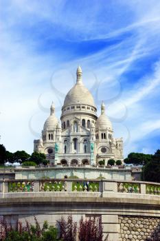 sacred heart against blue sky - Paris - France