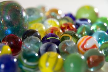 collection of marbles on white background