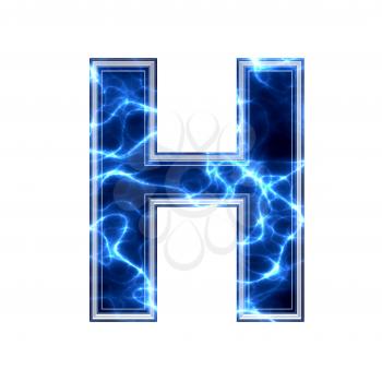 electric 3d letter isolated on a white background - h