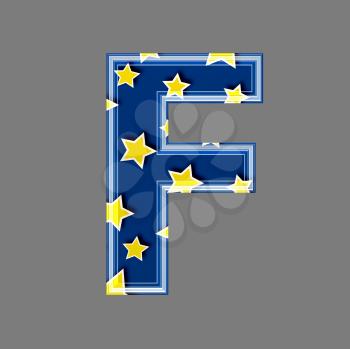 3d letter with star pattern - F