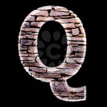 Stone wall 3d letter q
