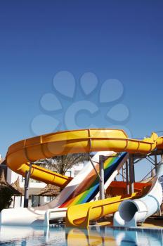 Royalty Free Photo of a Swimming Pool and Water Slides