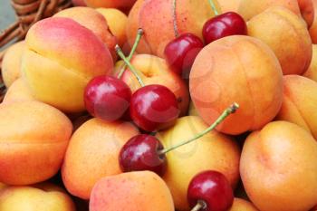 Royalty Free Photo of Apricots and Cherries