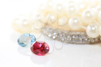 Royalty Free Photo of Gemstones and Pearls