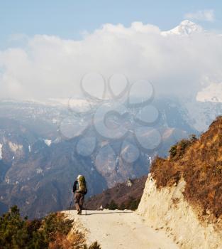 Royalty Free Photo of a Hiker in the Everest Region