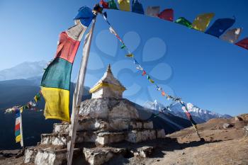 Royalty Free Photo of the Flags on the Himalayan Mountains