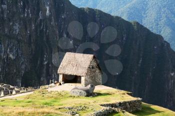 Royalty Free Photo of a Building at the Ruins of Maccu-Picchu, Peru